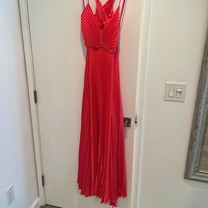 ALC Satin Pleated Dress Hibiscus